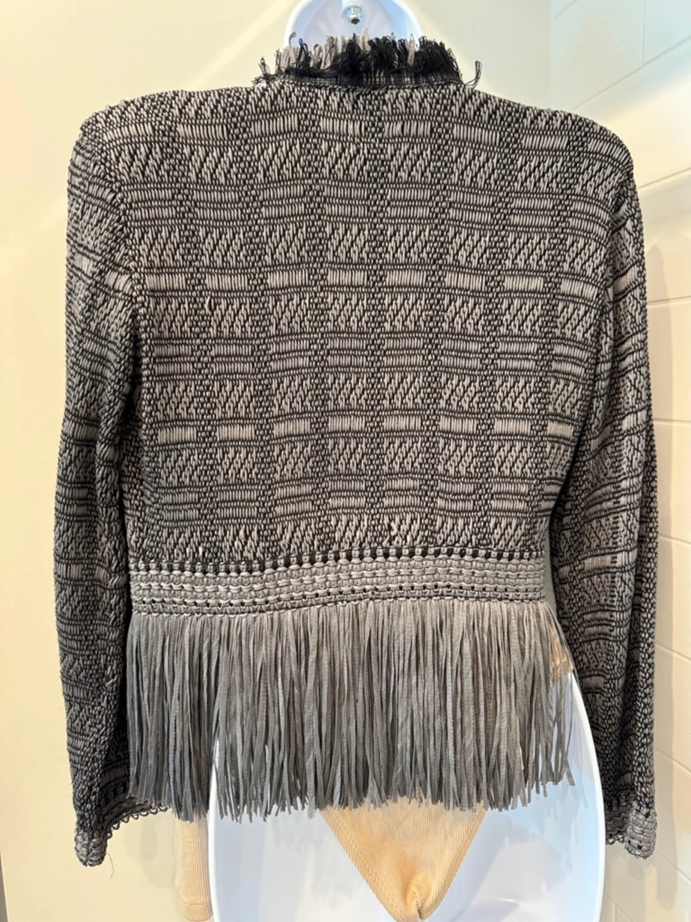 NIC+ZOE Gray Fringe Open-Front Knit Cardigan - Picture 3 of 5